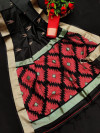 Black color raw silk saree with sequence woven pallu
