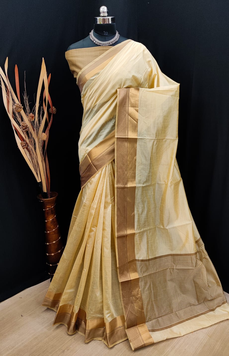 Awe-inspiring Designer Cream Silk Saree With Tassel Border – TrendOye