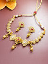 Golden Metal Based Festive Necklace And Earrings Set