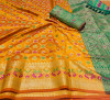 Yellow color handloom silk saree with zari weaving work