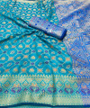 Firoji color patola silk saree with zari weaving work