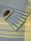 Gray color soft assam silk saree with golden zari weaving work