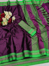 Purple color cotton silk saree with zari woven work