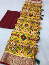 Yellow color dola silk saree with weaving work