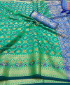 Rama green color handloom silk saree with zari weaving work