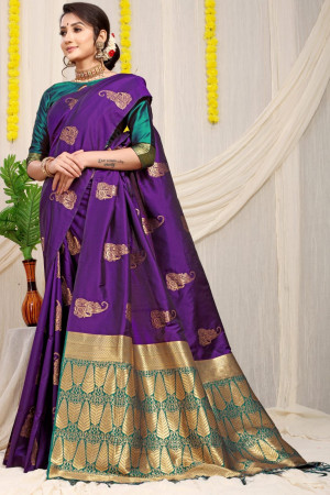 Buy Satrani Purple Embroidered Saree With Unstitched Blouse for Women  Online @ Tata CLiQ