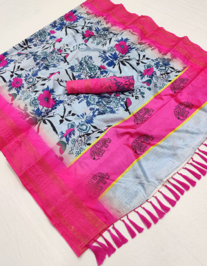 Multi color kalamkari silk saree with digital printed work