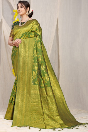 Art silk mehndi green ready made blouse - G3-RB1544 | G3fashion.com
