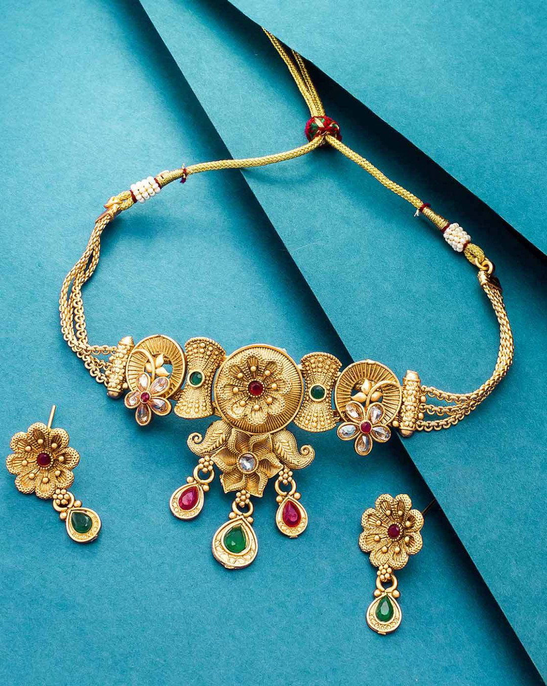 Stone Studded Choker Necklace Set