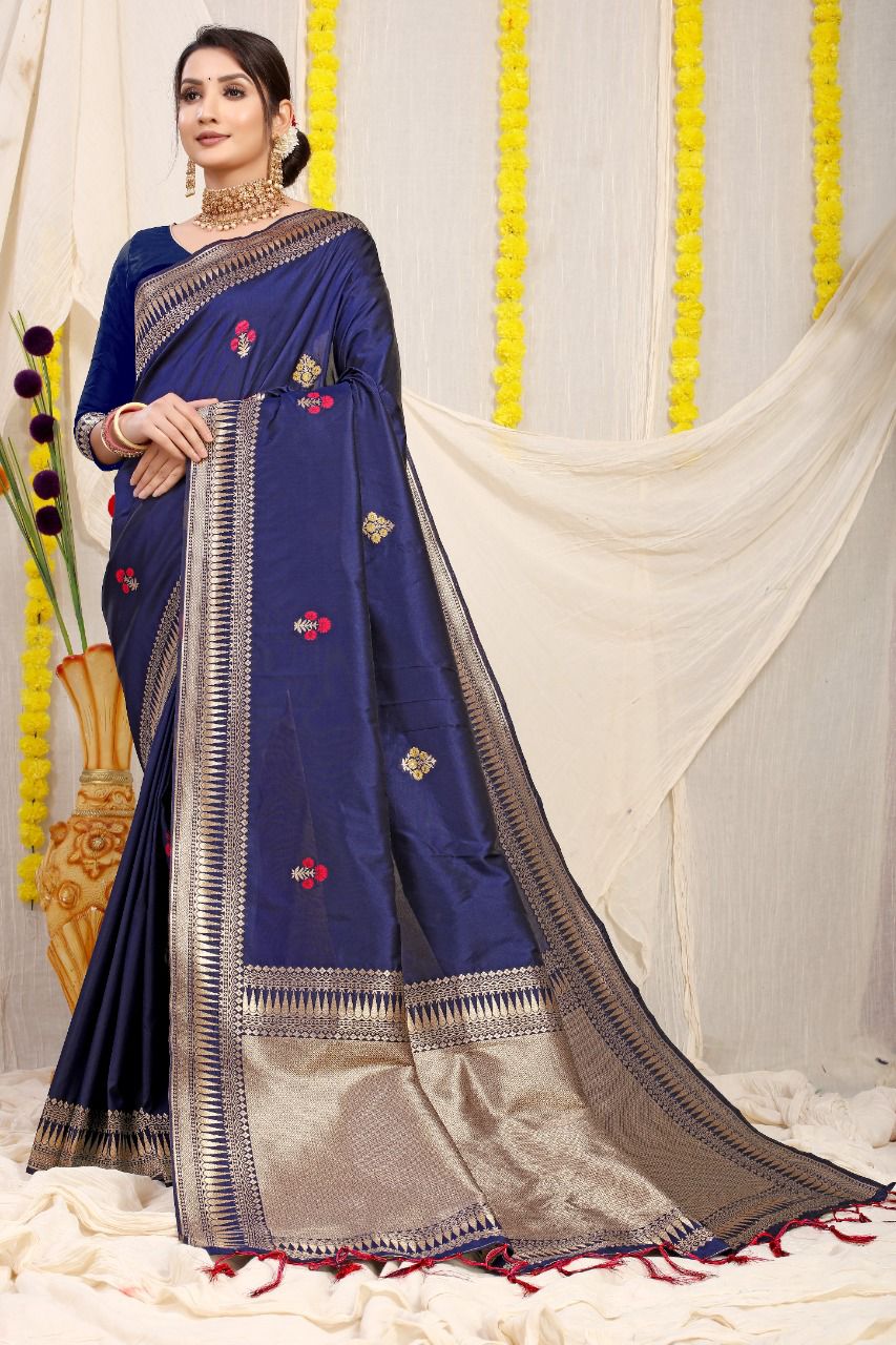 Navy Blue Color Georgette With Sequence And Thread Work Bollywood Styl –  BEST SAREE