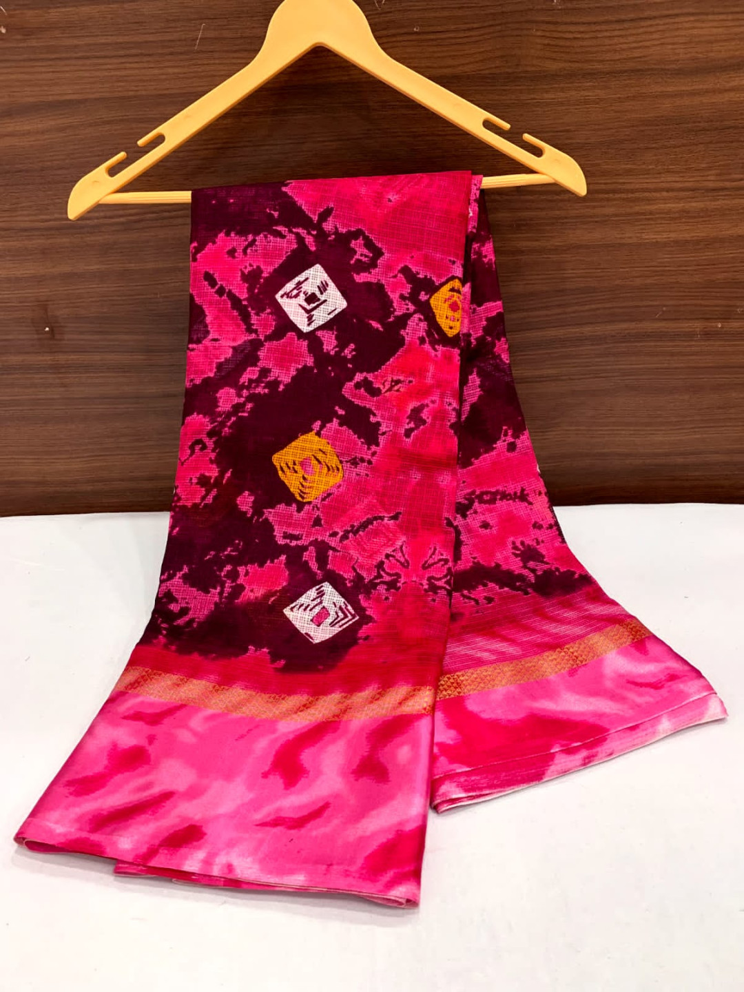 Multi color soft cotton saree with printed work