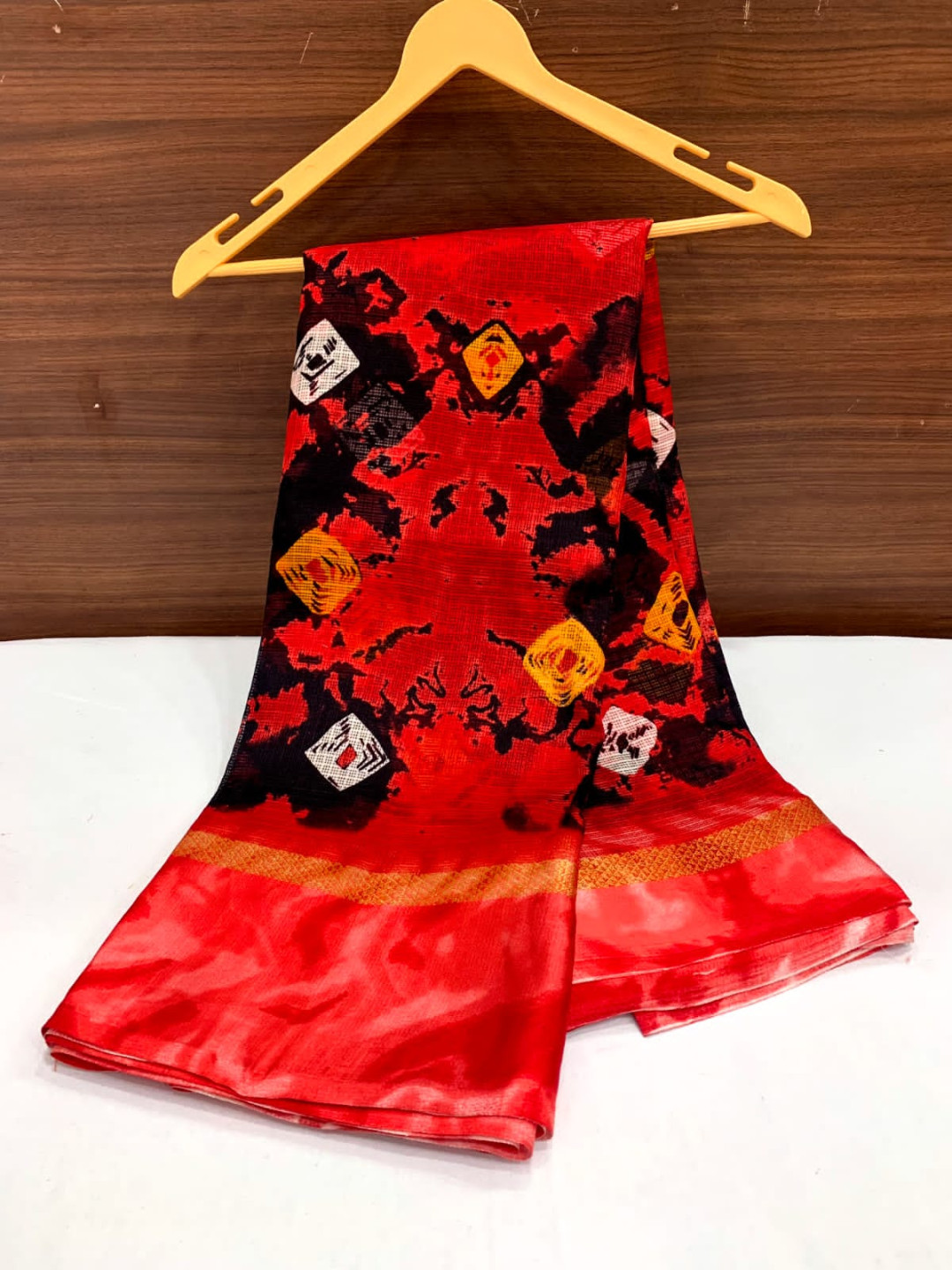 Multi color soft cotton saree with printed work