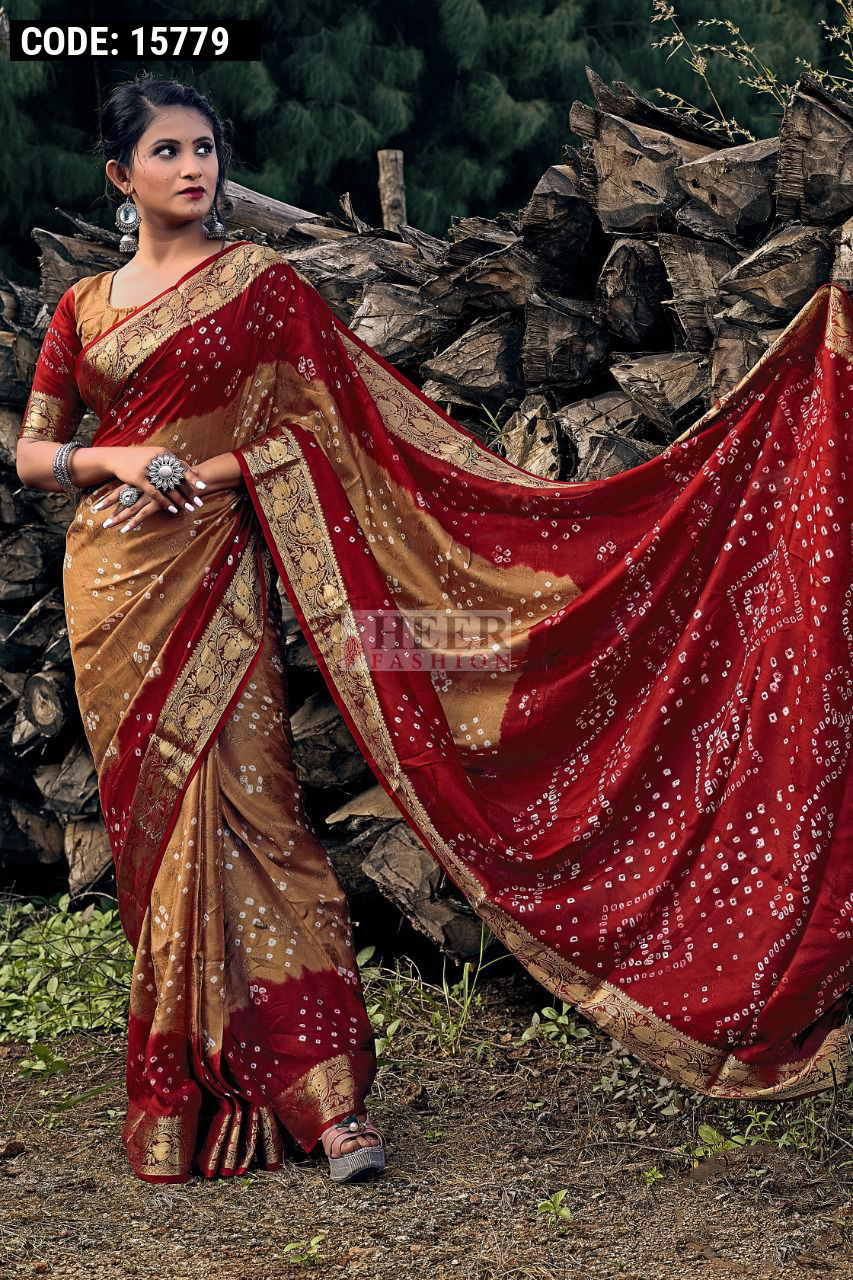 BANDHANI SILK SAREE-RED & YELLOW - CKKR Fashion