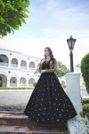 Black color cotton gown with sequince embroidered work