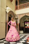 Pink color cotton gown with sequince embroidered work