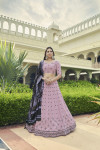 Dusty pink color georgette lehenga with thread with sequince embroidered work