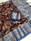 Navy blue color dola silk saree with digital printed work