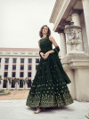Green color georgette gown with sequince embroidered work