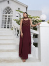 Maroon color georgette  salwar suit with thread and sequence embroidery work