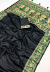 Black color pashmina silk saree with zari weaving work