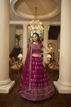 Deep pink color georgette lehenga with gota patti embroidered work
