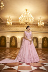 Pink color georgette lehenga with thread and sequence embroidery work