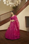 Deep pink color art silk lehenga with thread with sequince embroidered work