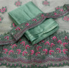 Sea green color coding chiffon saree with embroidery work