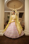 Pink color georgette lehenga with gota patti embroidered work