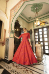 Orange color cotton gown with sequince embroidered work