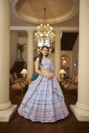 Sky blue color georgette lehenga with gota patti embroidered work