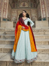 Sky blue color georgette gown with sequince embroidered work