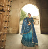 Teal blue color silk lehenga with thread with sequince embroidered work