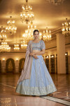 Sky blue color georgette lehenga with sequince embroidered work