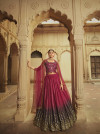 Deep pink color silk lehenga with sequince embroidered work