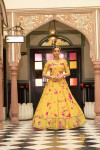 Yellow color cotton gown with sequince embroidered work