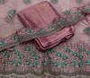 Pink color coding chiffon saree with embroidery work
