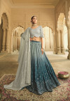 Gray color silk lehenga with thread with sequince embroidered work