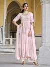Pink color georgette salwar suit with thread and sequence embroidery work