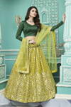 Floracance green color georgette lehenga with gota patti embroidered work