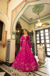 Rani pink color cotton gown with sequince embroidered work