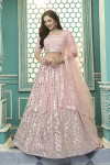 Pink color georgette lehenga with gota patti embroidered work