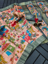 Gray color tussar silk saree with kalamkari printed work