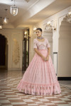 Pink color georgette gown with sequince embroidered work