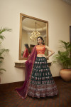 Green and orange color georgette lehenga with gota patti embroidered work