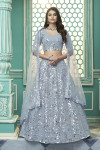 Sky blue color georgette lehenga with gota patti embroidered work