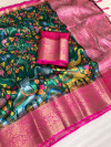 Rama green color dola silk saree with digital printed work