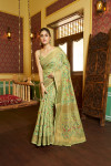 Pista green color soft cotton silk saree with zari weaving work