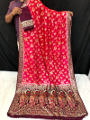Pink color dola silk saree with zari woven work
