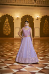 Lavender color georgette lehenga with thread and sequence embroidery work